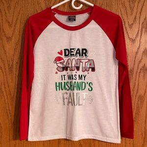 Christmas Red and White Graphic Long Sleeve Shirt